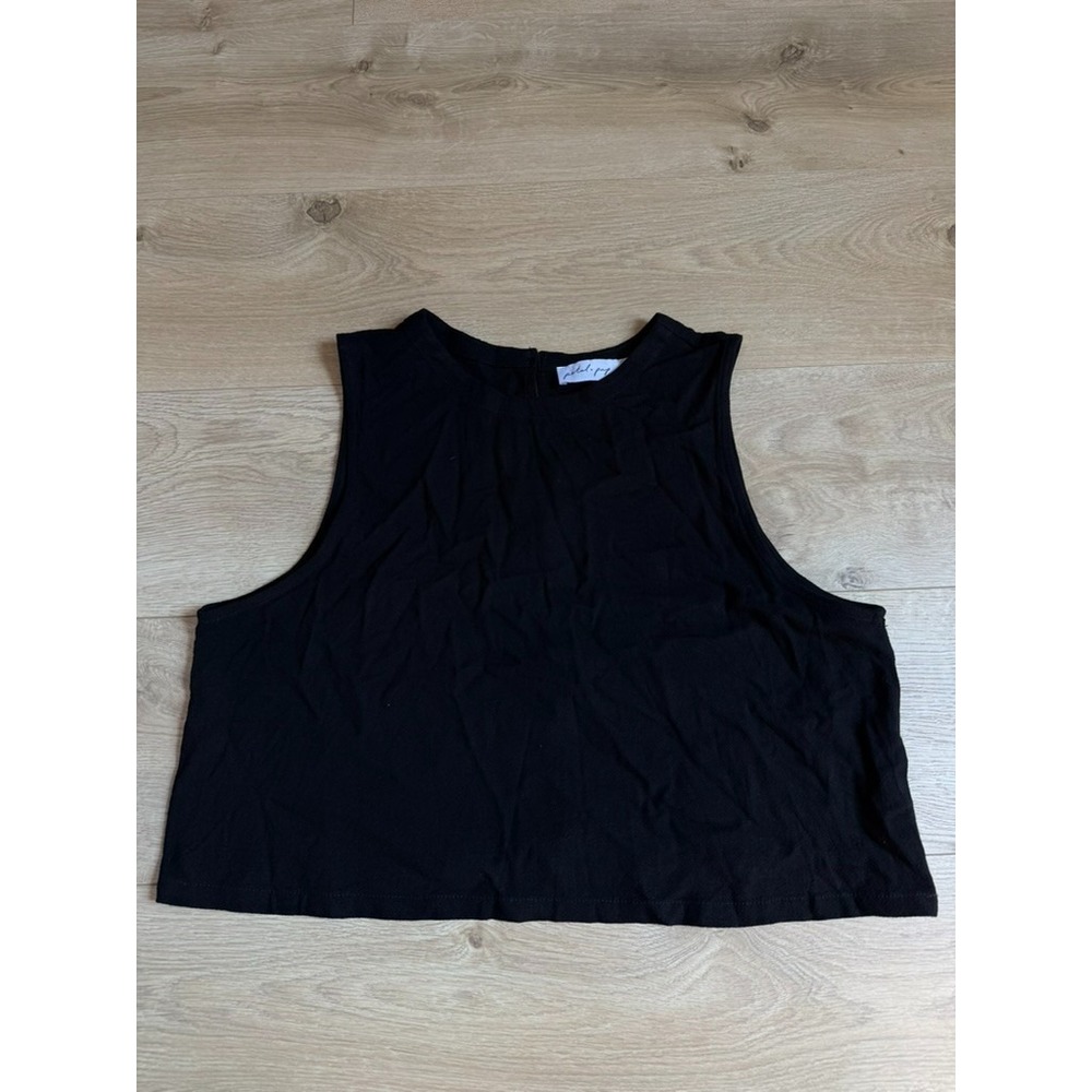 EUC Petal and Pup Marnie Tank 100% linen black crop coastal lightweight size XL